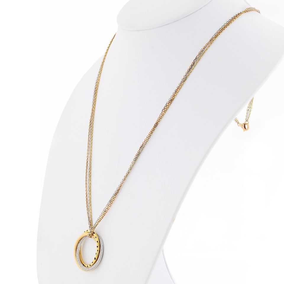 Cartier Trinity Pendant Necklace in 18K Tri-Color Au, 0.88ct Dia