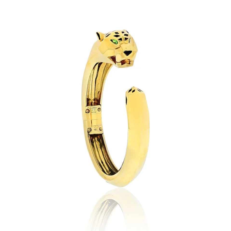 Cartier Panthere 18K Yellow Gold Hinged Cuff Bracelet — view 2 — Laura Milman New York
