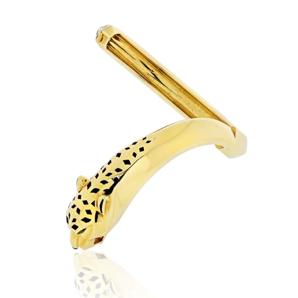 Cartier Panthere 18K Yellow Gold Hinged Cuff Bracelet — view 4 — Laura Milman New York