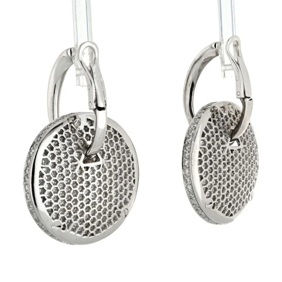 Graff 18K White Gold Medallion Shape Diamond Pave Earrings — view 3 — Laura Milman New York