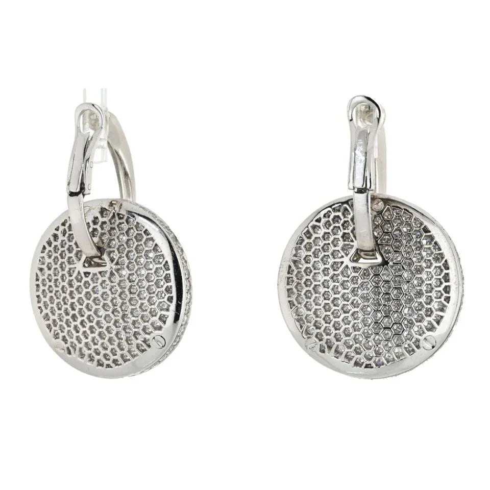 Graff 18K White Gold Medallion Shape Diamond Pave Earrings — view 4 — Laura Milman New York