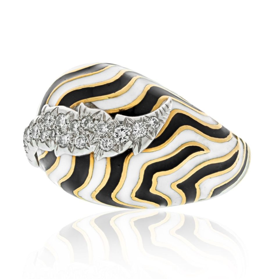David Webb Estate Ring 18K Yellow Gold and Platinum