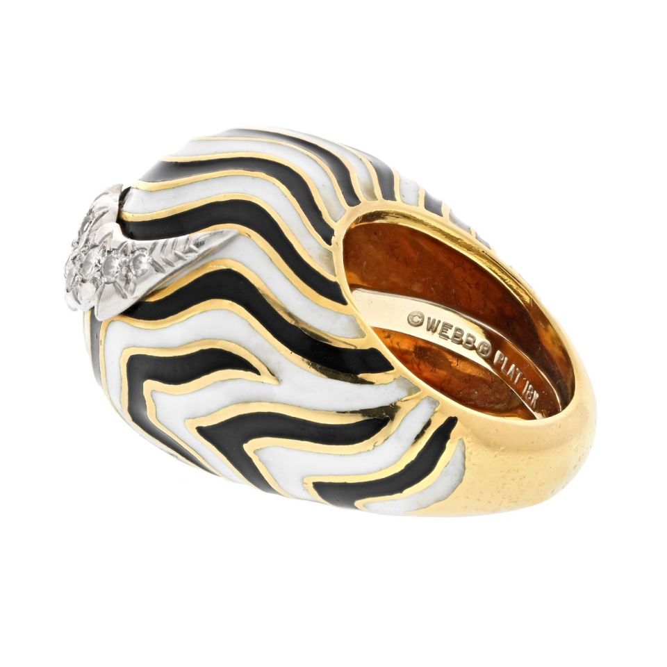 David Webb Estate Ring 18K Yellow Gold and Platinum