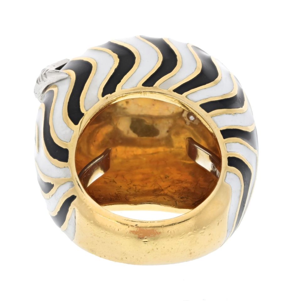 David Webb Estate Ring 18K Yellow Gold and Platinum