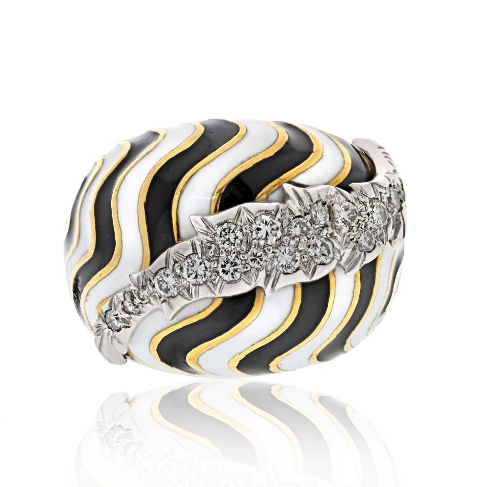 David Webb Estate Ring 18K Yellow Gold and Platinum
