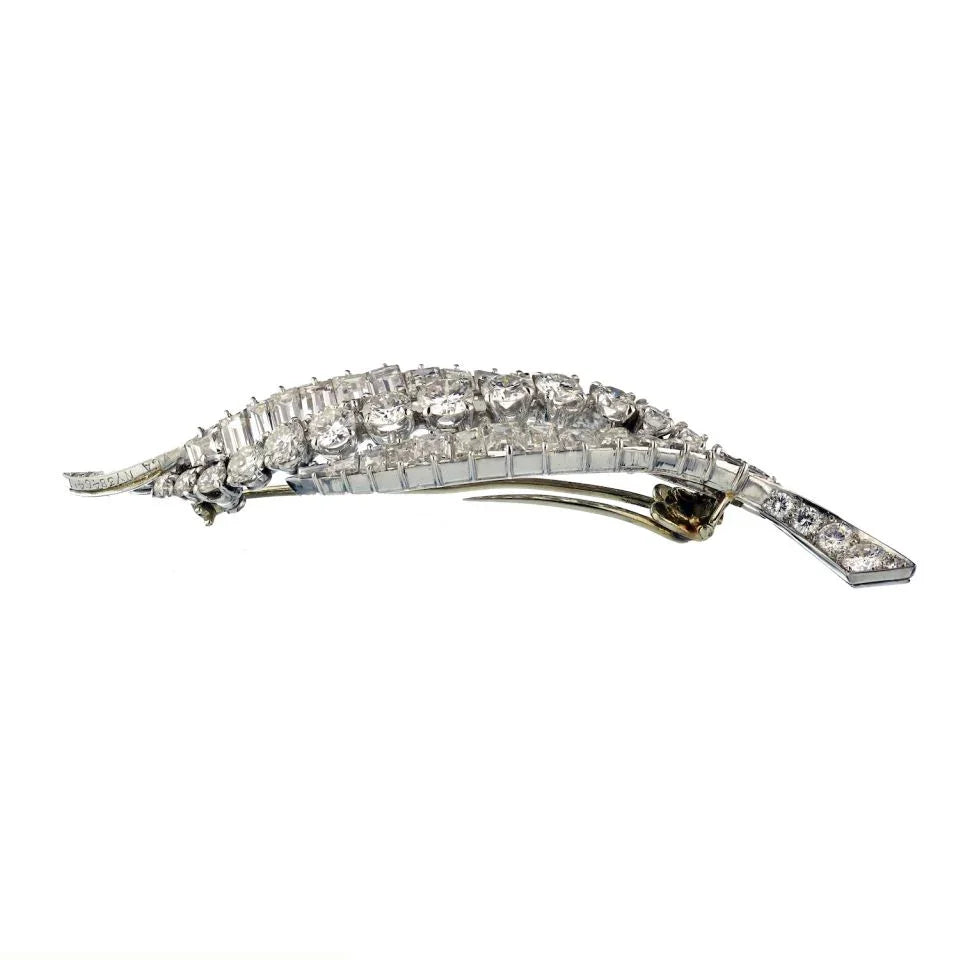 Van Cleef & Arpels Platinum 12.50 CTTW Diamond Brooch — view 4 — Laura Milman New York