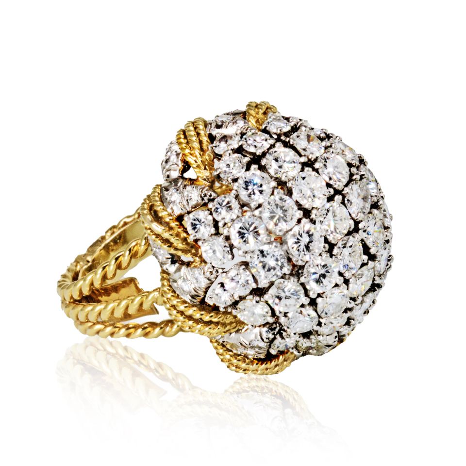 David Webb Estate Ring 18K Yellow Gold and Platinum