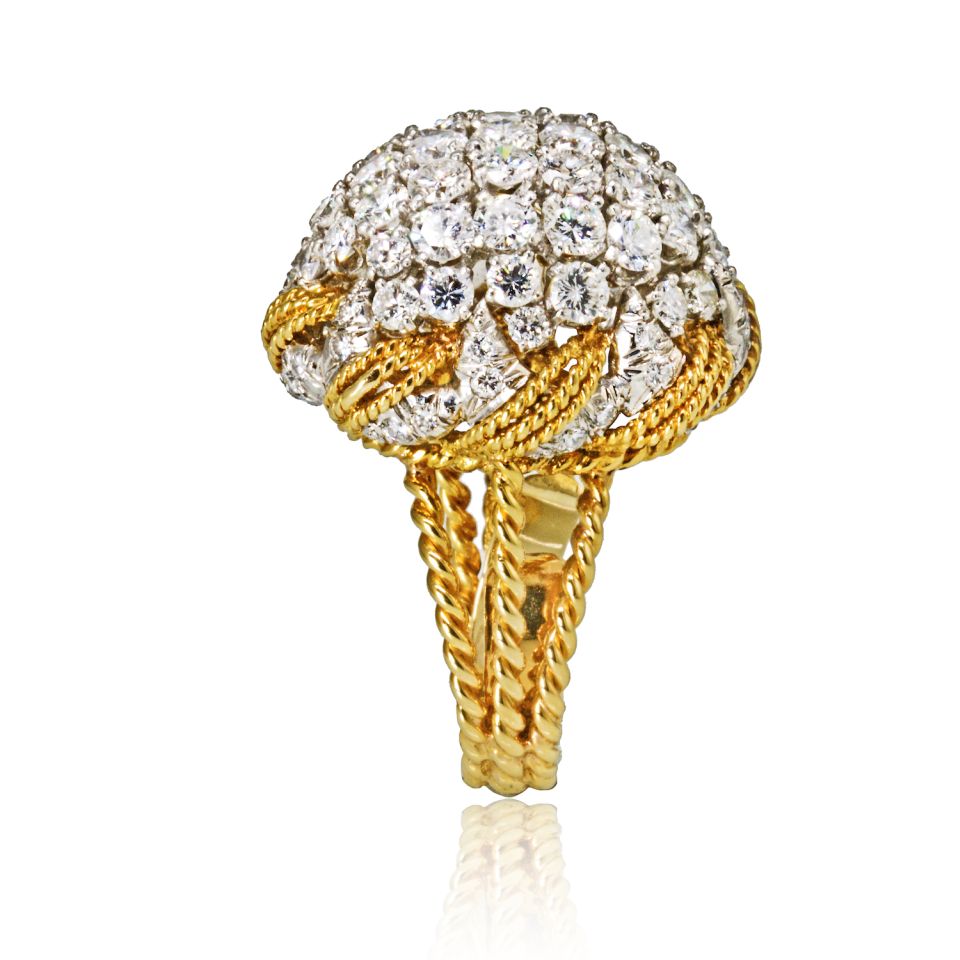 David Webb Estate Ring 18K Yellow Gold and Platinum