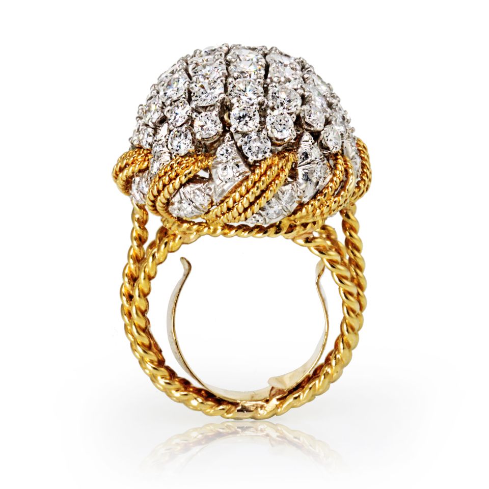David Webb Estate Ring 18K Yellow Gold and Platinum