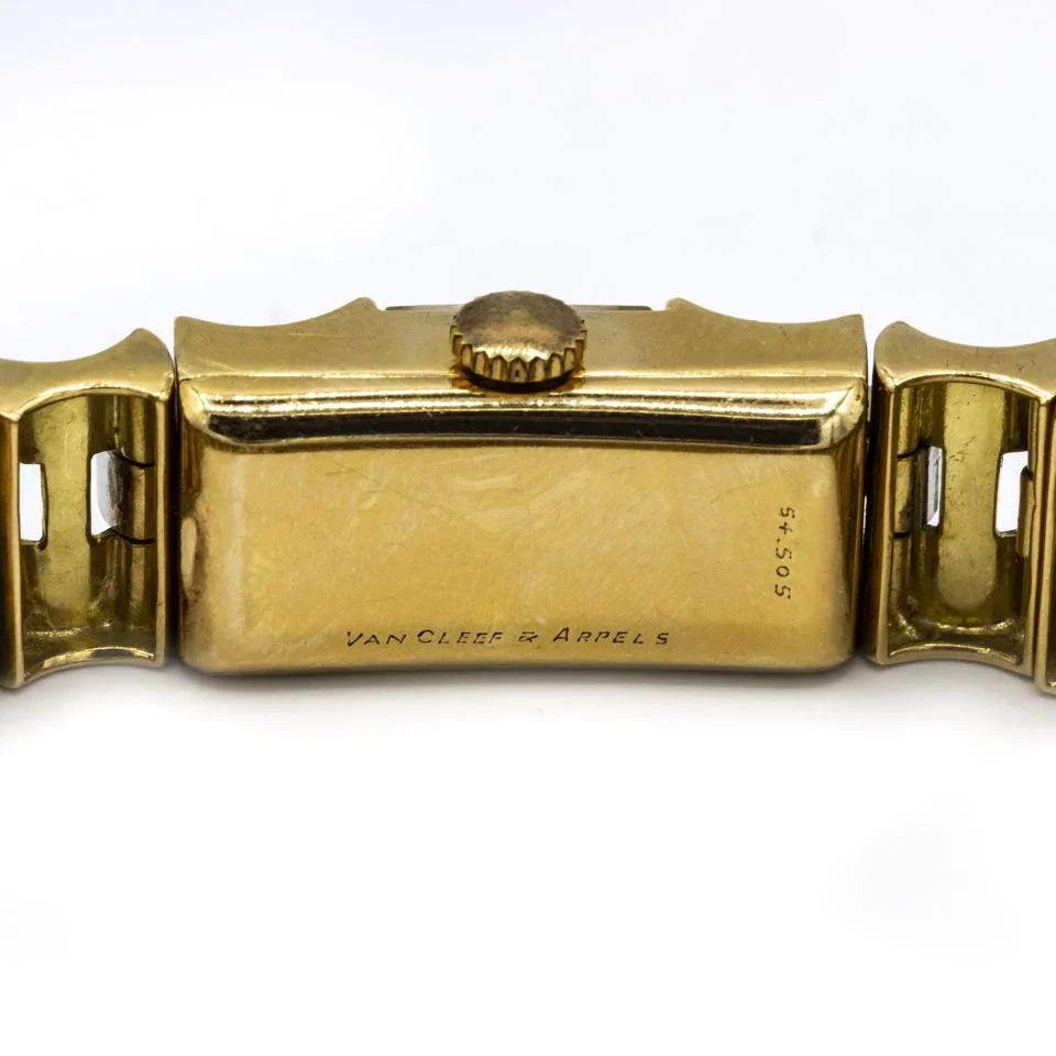 Pre-Owned Van Cleef & Arpels 1940's 18K Yellow Gold Vintage Retro Diamond Wrist Women Watch — view 3 — Laura Milman New York