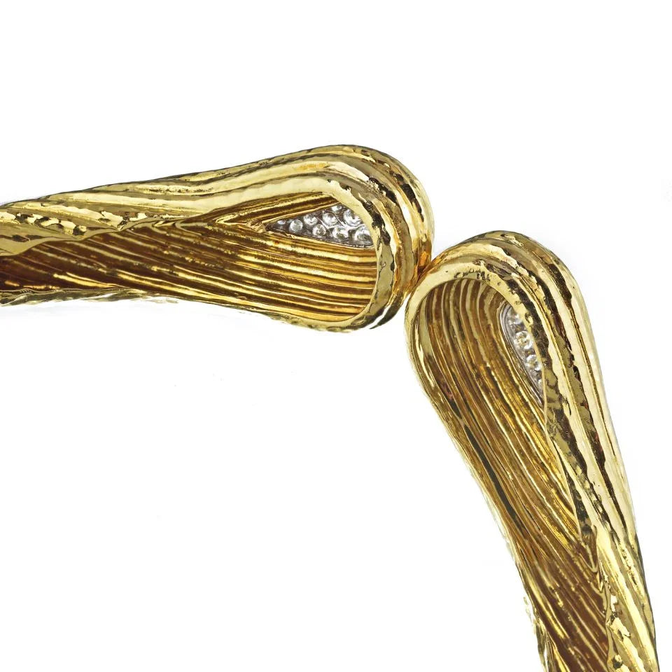 David Webb Hinge Collar Platinum & 18K Yellow Gold 2.50 Carat Diamond Necklace — view 3 — Laura Milman New York