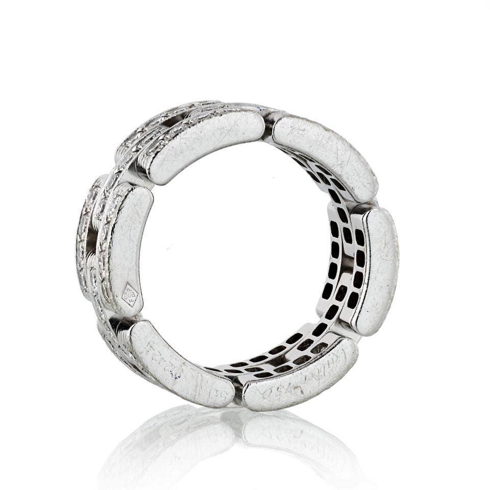 Cartier Maillon Diamond Three-Row Ring in 18K White Gold, Size 5.25, 1.45ct