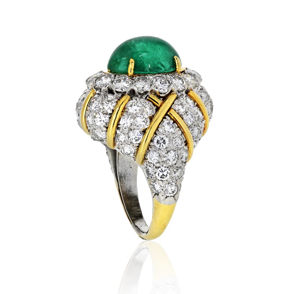 David Webb Estate Ring 18K Yellow Gold and Platinum 6.54 cts Diamond