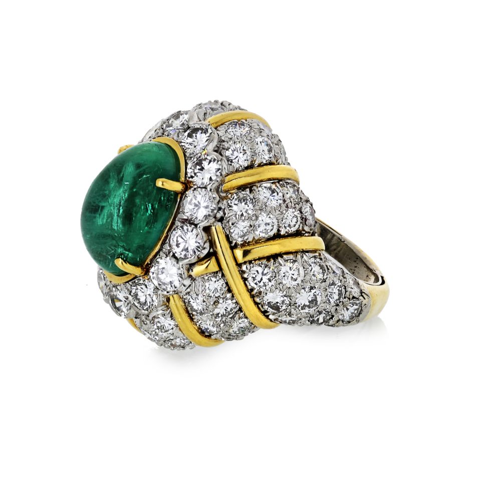 David Webb Estate Ring 18K Yellow Gold and Platinum 6.54 cts Diamond