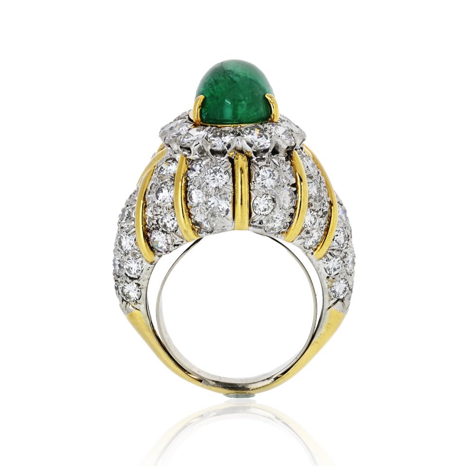 David Webb Estate Ring 18K Yellow Gold and Platinum 6.54 cts Diamond