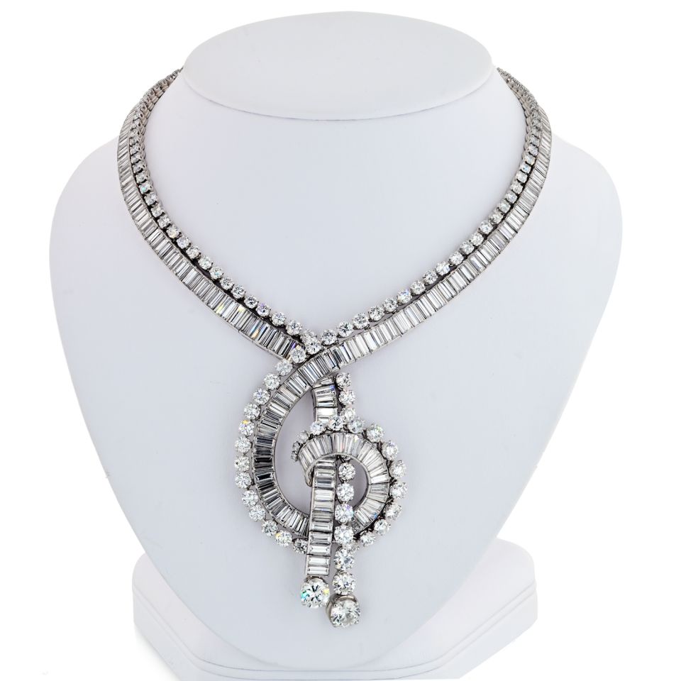 Boucheron Music Platinum 1960s 111 Carat Magnificent Musical Note Diamond Necklace — Laura Milman New York