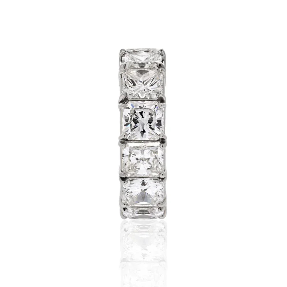 David Webb Platinum Radiant Cut Diamond 12.92 Carat Eternity Band — view 2 — Laura Milman New York