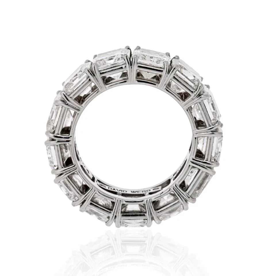 David Webb Platinum Radiant Cut Diamond 12.92 Carat Eternity Band — view 4 — Laura Milman New York