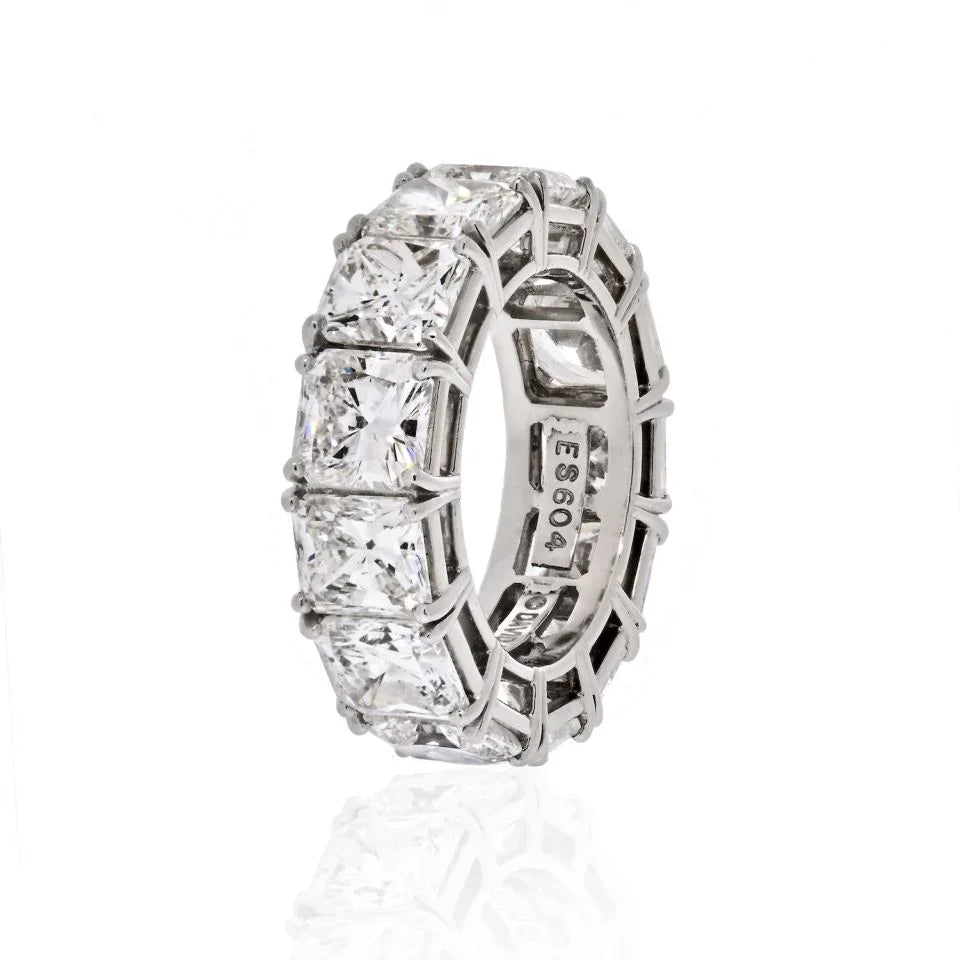 David Webb Platinum Radiant Cut Diamond 12.92 Carat Eternity Band — Laura Milman New York