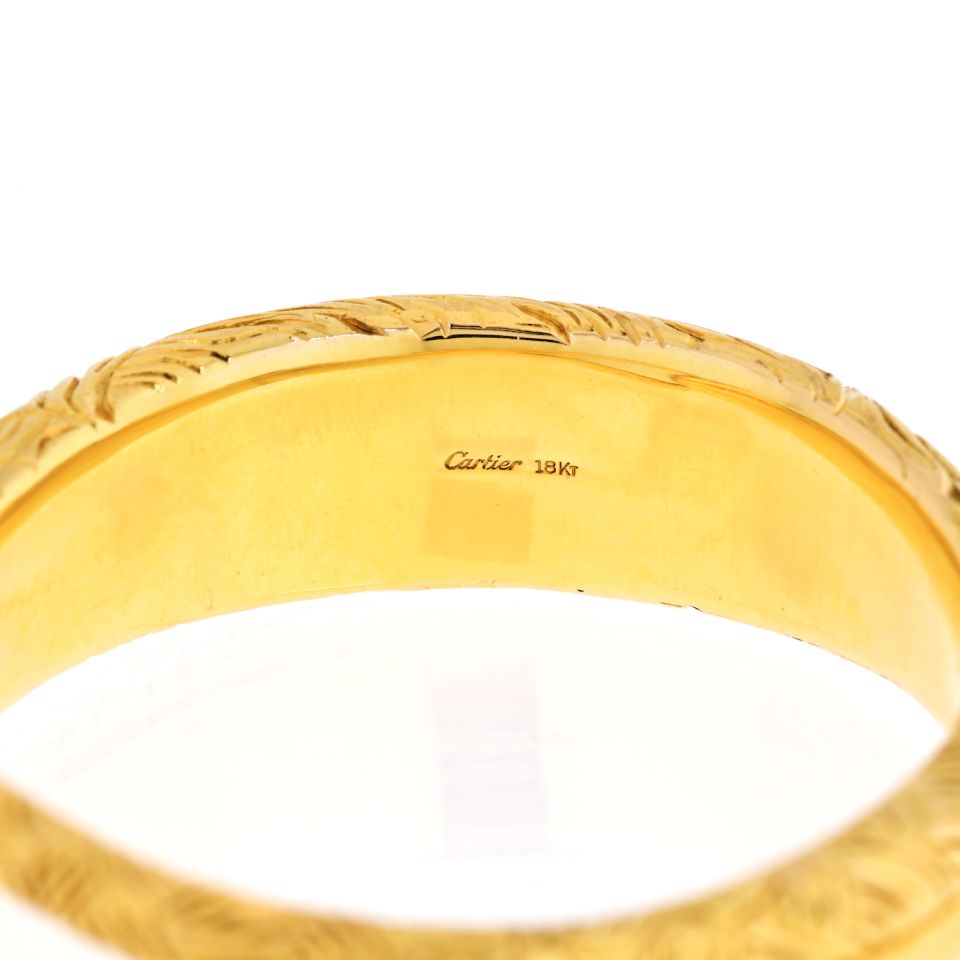 Vintage Cartier Lion Bangle in 18K Yellow Gold 2.15-Inch Diameter