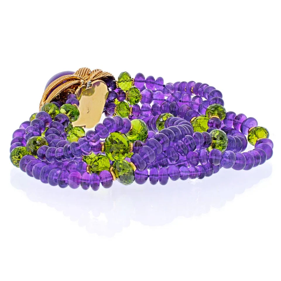 David Webb 18K Yellow Gold Amethyst Multistrand Bracelet — view 3 — Laura Milman New York