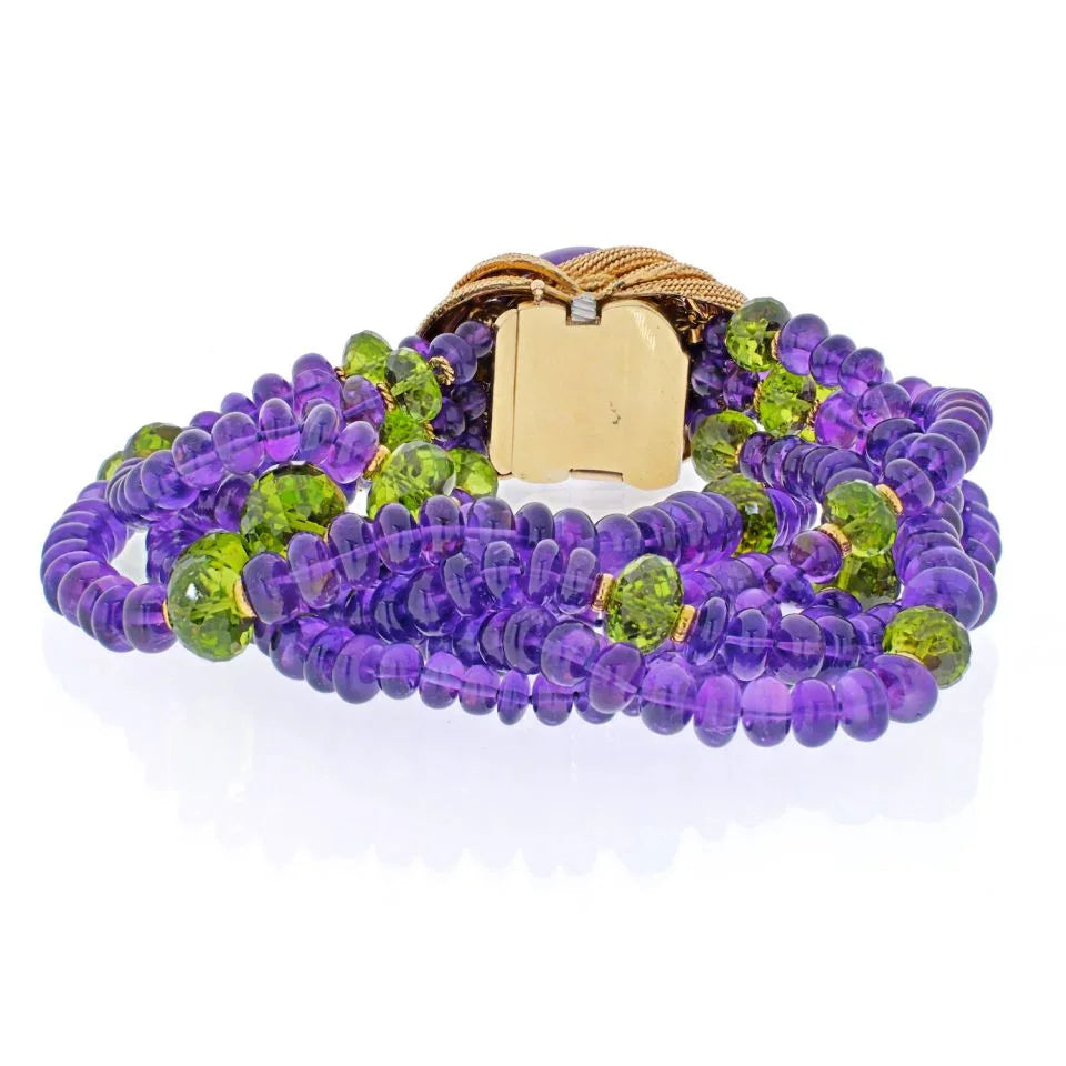 David Webb 18K Yellow Gold Amethyst Multistrand Bracelet — view 4 — Laura Milman New York