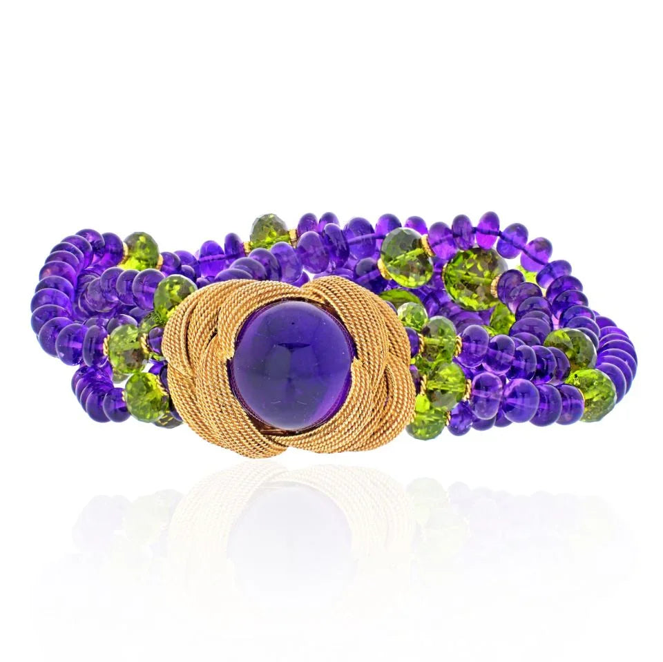 David Webb 18K Yellow Gold Amethyst Multistrand Bracelet — Laura Milman New York