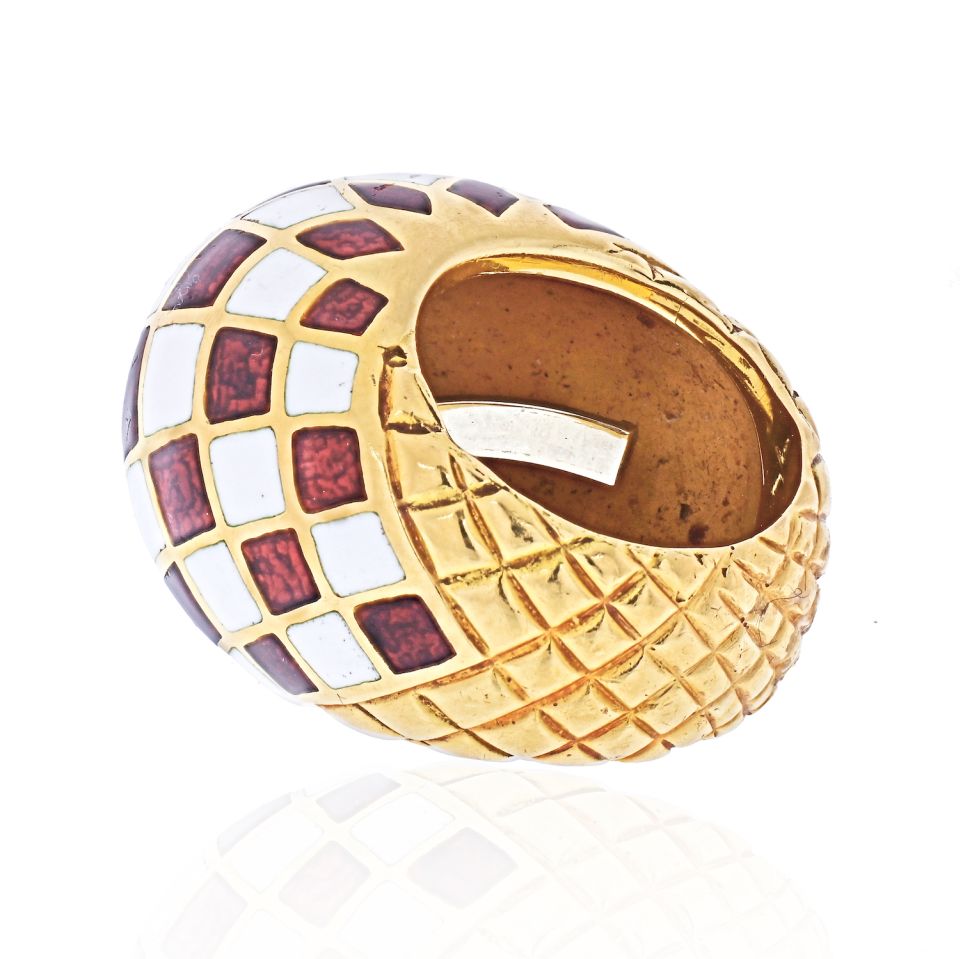 David Webb Estate Ring 18K Yellow Gold and Platinum
