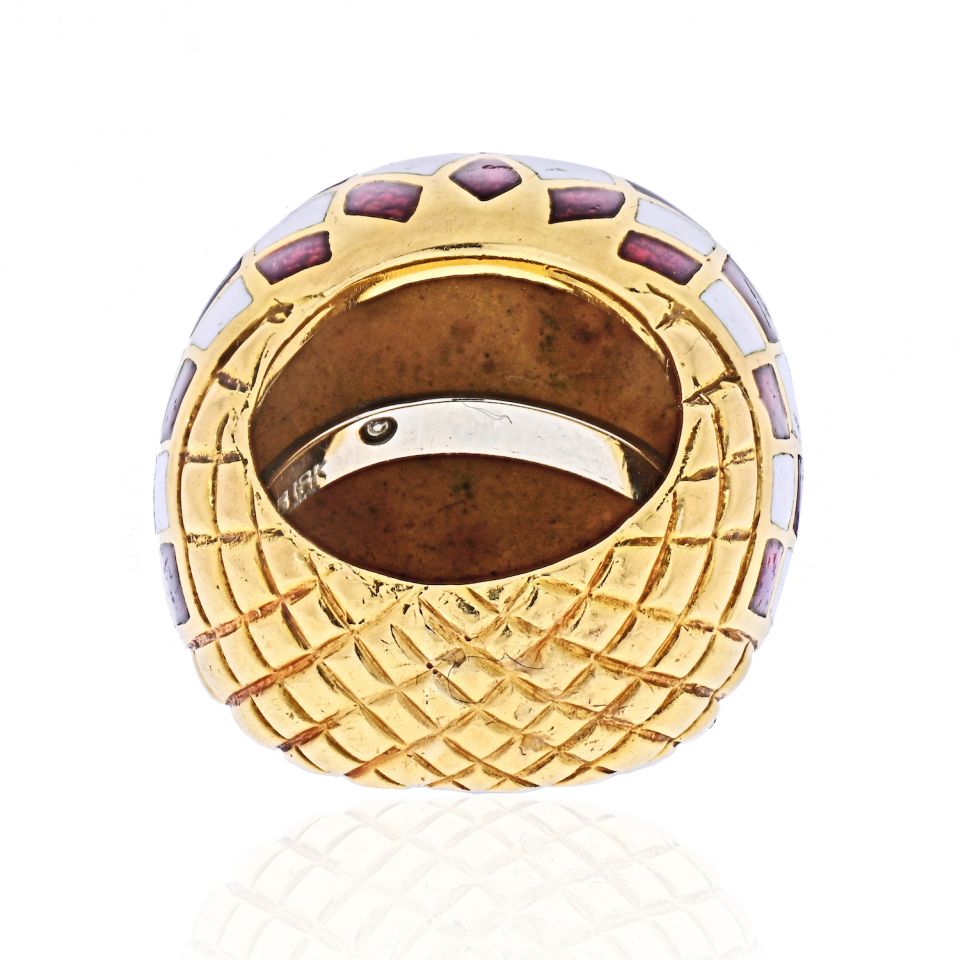 David Webb Estate Ring 18K Yellow Gold and Platinum