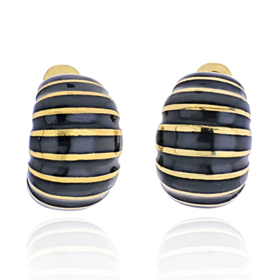 David Webb Platinum & 18K Yellow Gold Jumbo Shrimp Clip-On Earrings — Laura Milman New York
