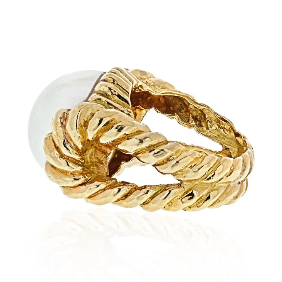 David Webb 18K Yellow Gold Mabe Pearl Ring — view 3 — Laura Milman New York