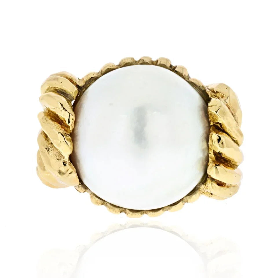 David Webb 18K Yellow Gold Mabe Pearl Ring — Laura Milman New York