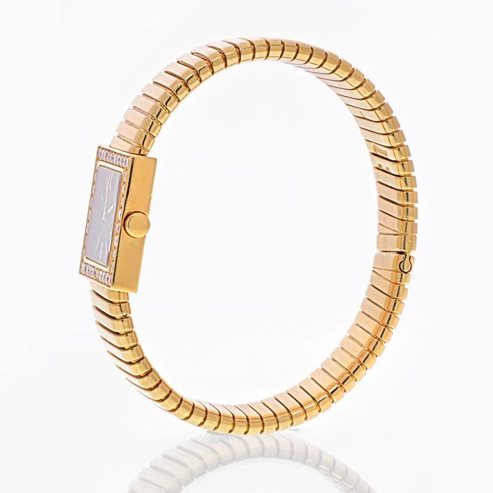 Pre-Owned Bvlgari 18K Yellow Gold SQ 22 2T Quadrato Tubogas Diamond Bezel Women Watch view 4 - Bvlgari — Laura Milman New York