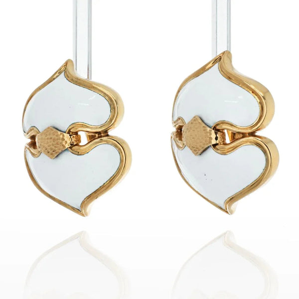 David Webb 18K Yellow Gold White Enamel Onion Dome Earrings — view 2