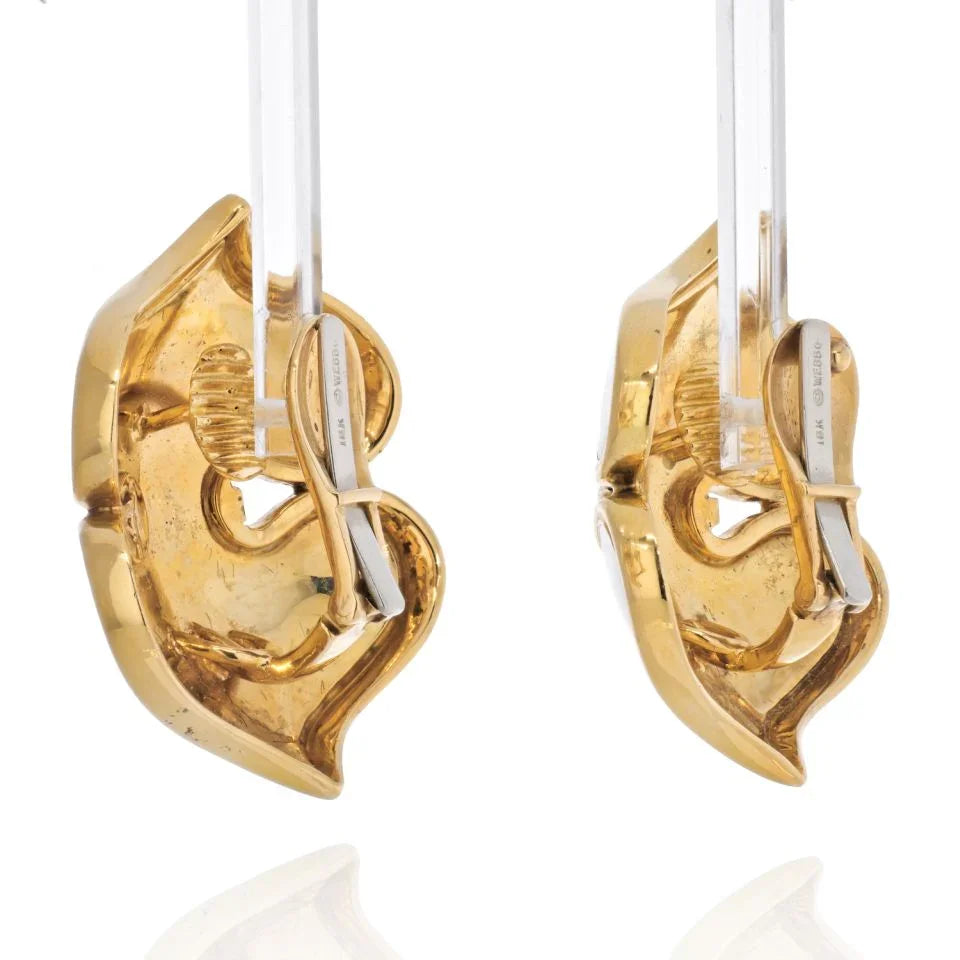 David Webb 18K Yellow Gold White Enamel Onion Dome Earrings — view 3 — Laura Milman New York