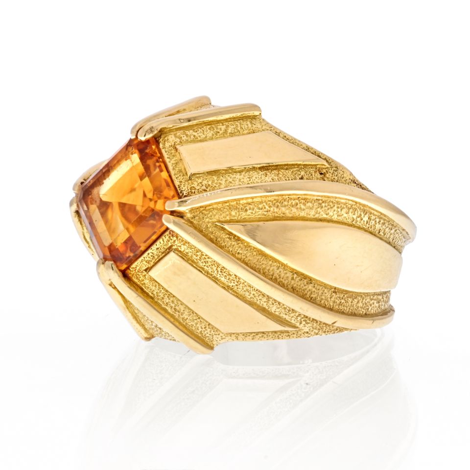Tiffany & Co. Schlumberger 18K Yellow Gold Vintage Citrine Ring — view 2 — Laura Milman New York