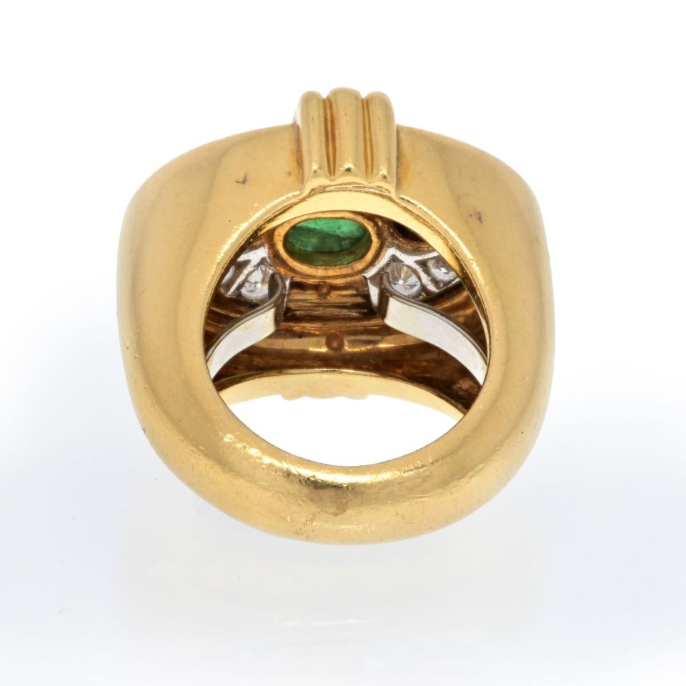 David Webb Estate Ring 18K Yellow Gold and Platinum