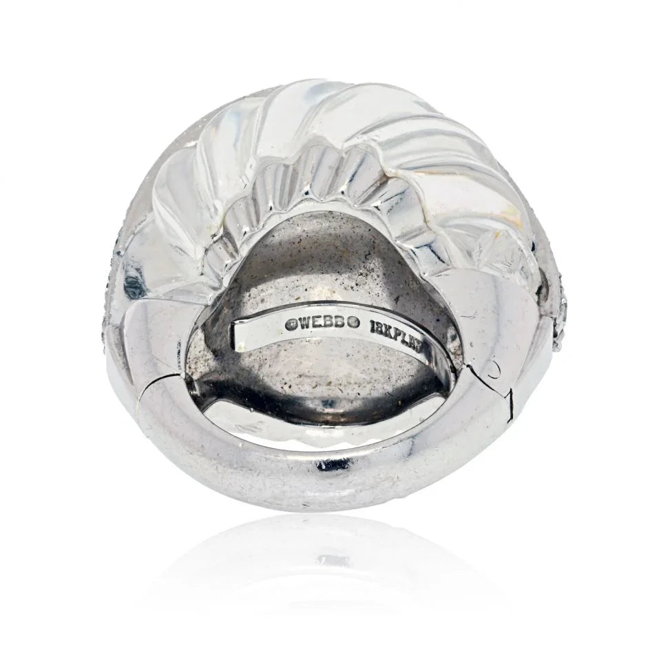 David Webb Platinum & 18K White Gold Rock Crystal Diamond Arch Ring — view 4 — Laura Milman New York