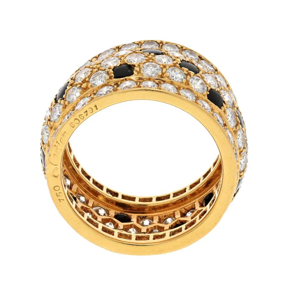 Cartier 18K Yellow Gold Nigeria Onyx And White Diamonds Ring — view 4 — Laura Milman New York