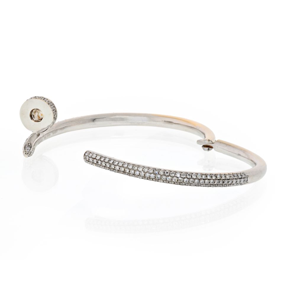 Cartier Juste Un Clou Nail Bracelet in 18K White Gold with Diamonds, Size 17