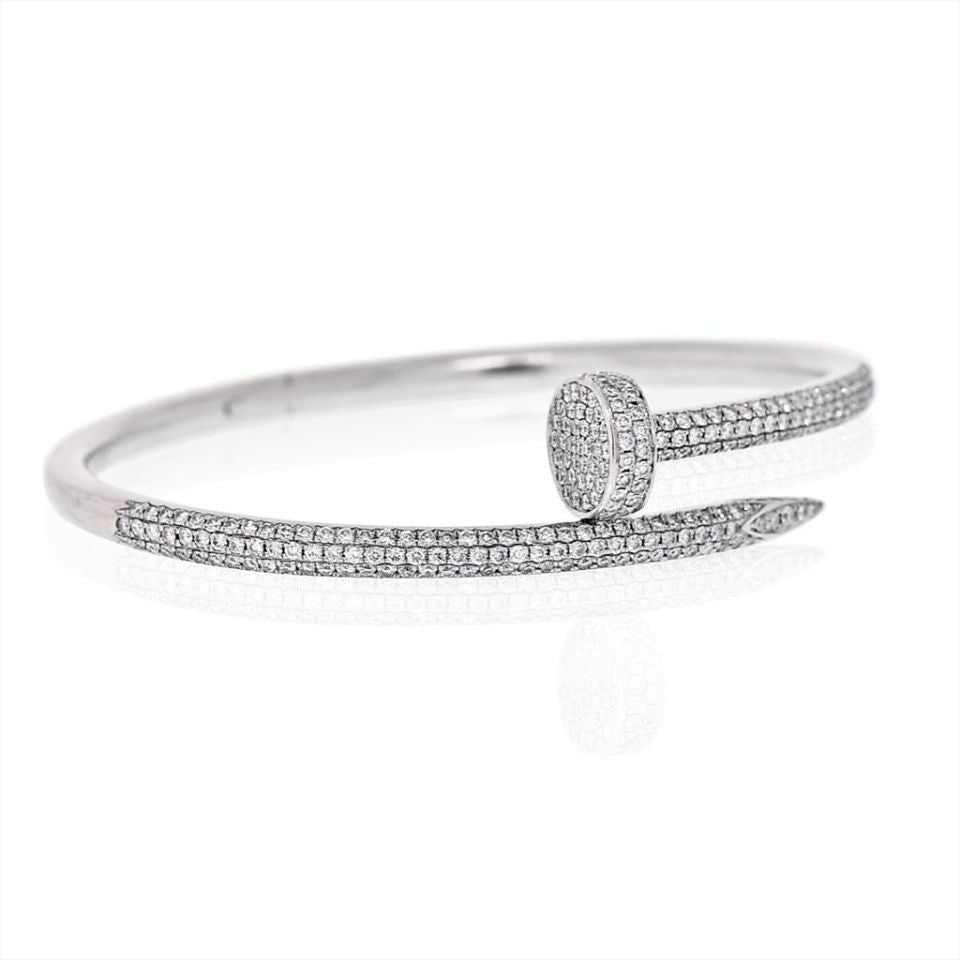 Cartier Juste Un Clou Nail Bracelet in 18K White Gold with Diamonds, Size 17