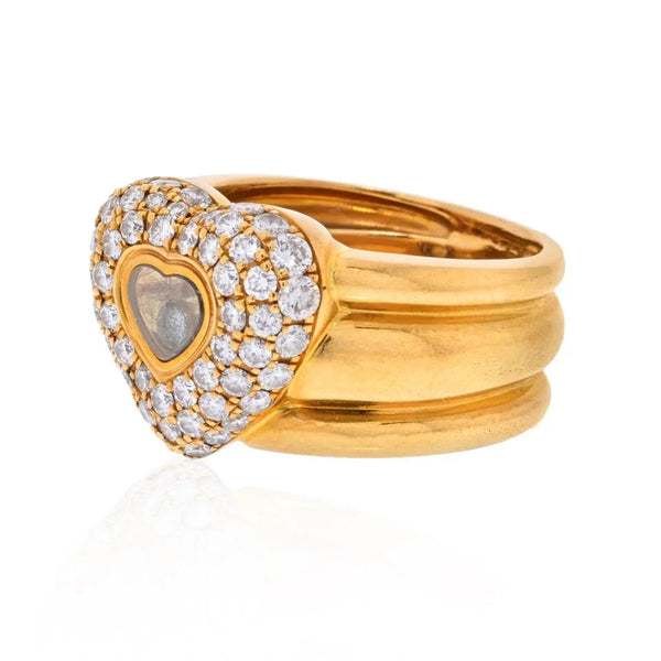 Chopard 18K Yellow Gold Pave Heart Shape Floating Diamond Ring — view 2