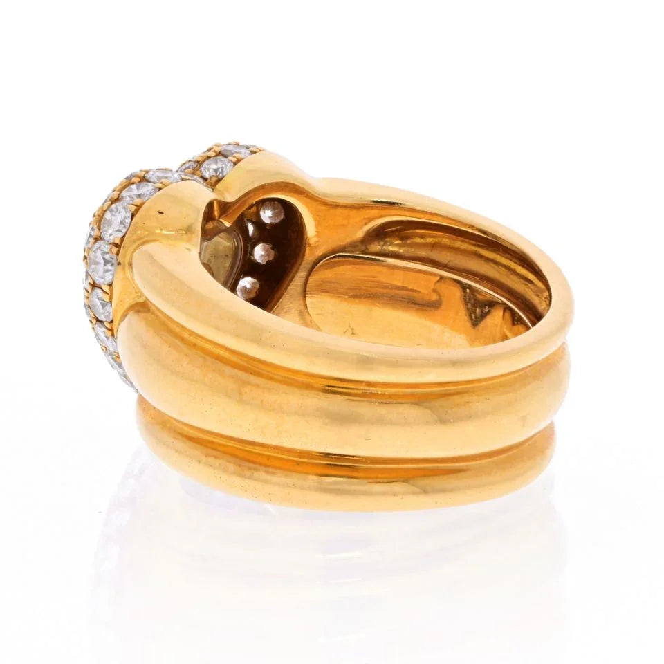 Chopard 18K Yellow Gold Pave Heart Shape Floating Diamond Ring — view 3 — Laura Milman New York
