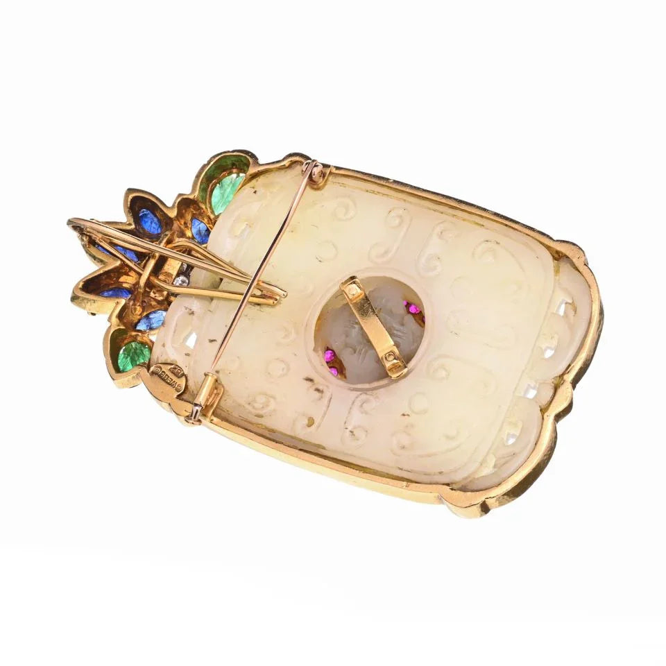 David Webb 18K Yellow Gold Chain With A French Jade Necklace — view 4 — Laura Milman New York
