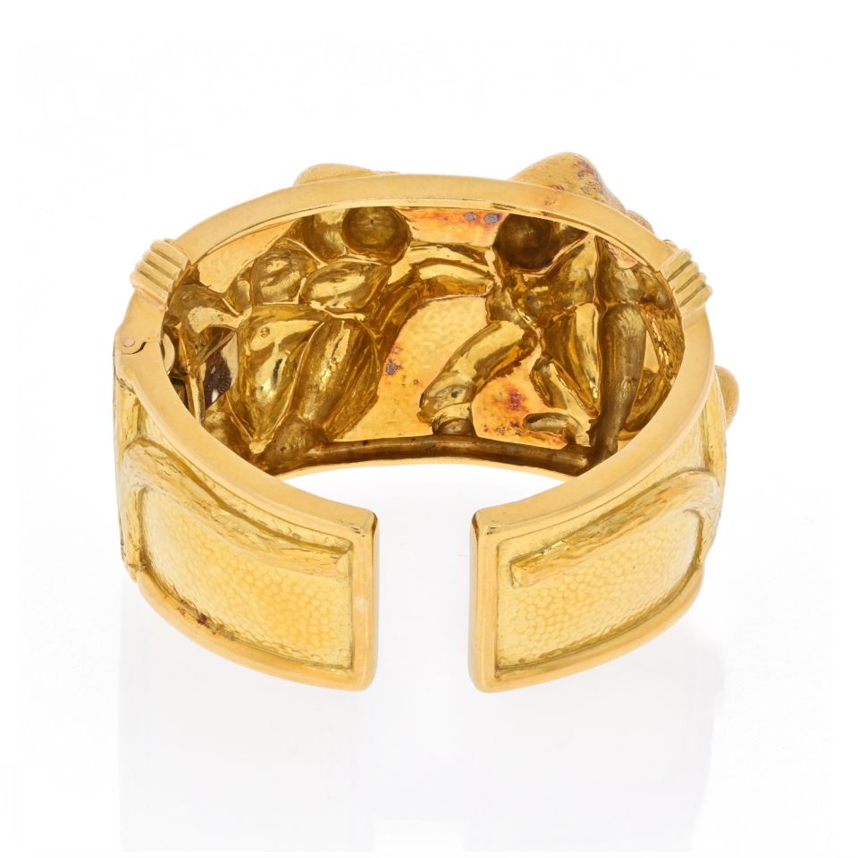 David Webb Platinum & 18K Yellow Gold Apes Bracelet — view 4 — Laura Milman New York