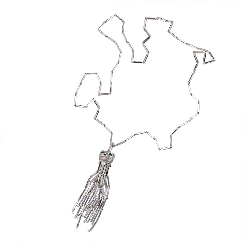 Cartier Panthere Tassel Pendant Necklace in 18K White Gold