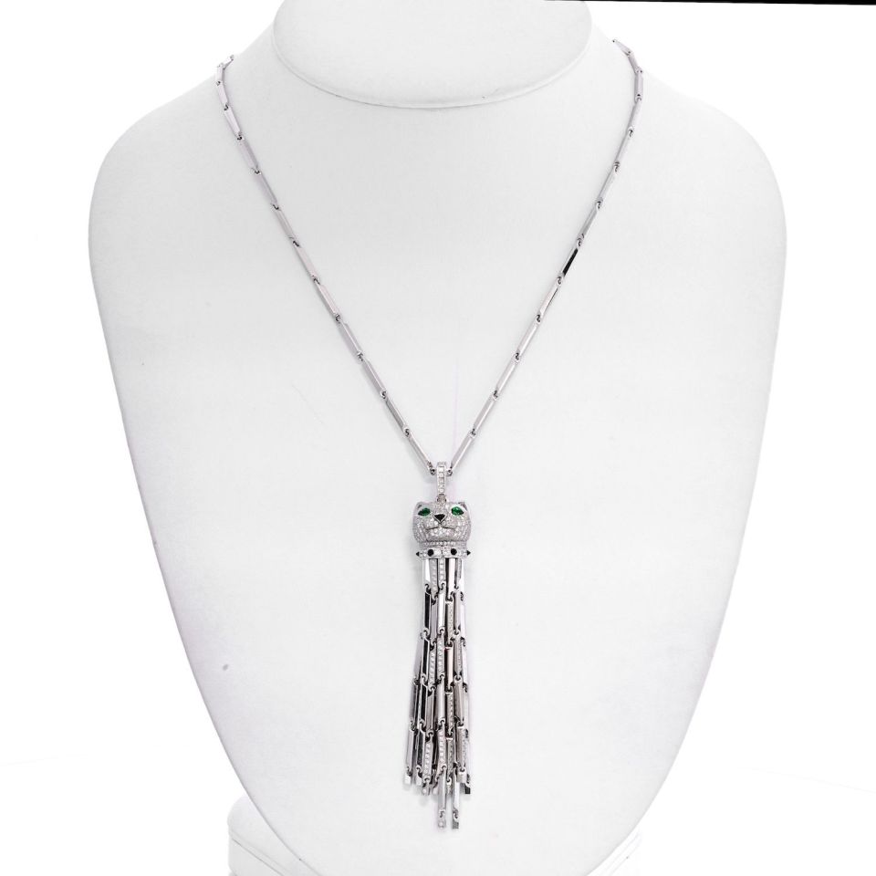 Cartier Panthere Tassel Pendant Necklace in 18K White Gold