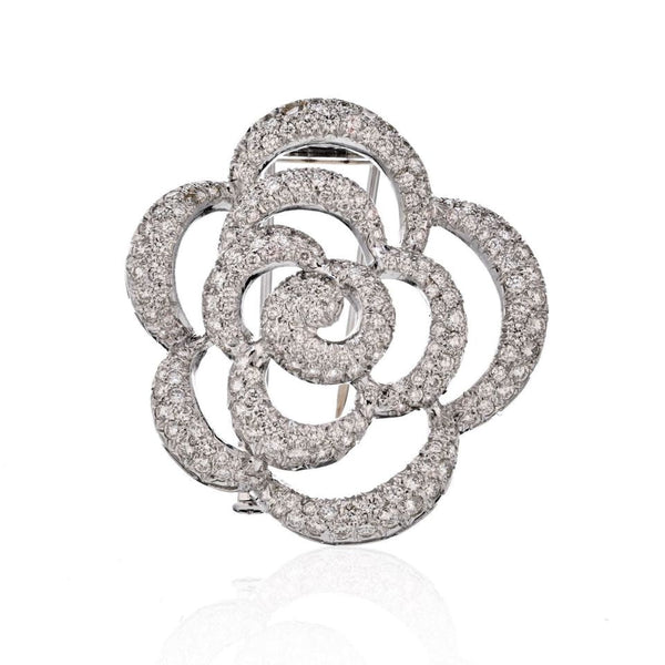 Pre-Owned Van Cleef & Arpels 18K White Gold Diamond Orchid 5.00cts Brooch - Van Cleef & Arpels Brooch