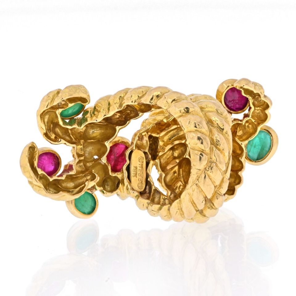 David Webb Estate Ring 18K Yellow Gold and Platinum