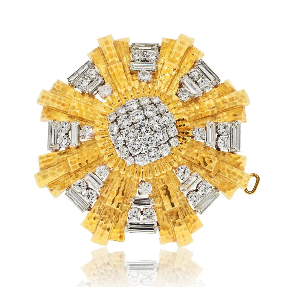 David Webb Platinum & 18K Yellow Gold 15.80cts Heraldic Diamond Pendant Brooch — Laura Milman New York